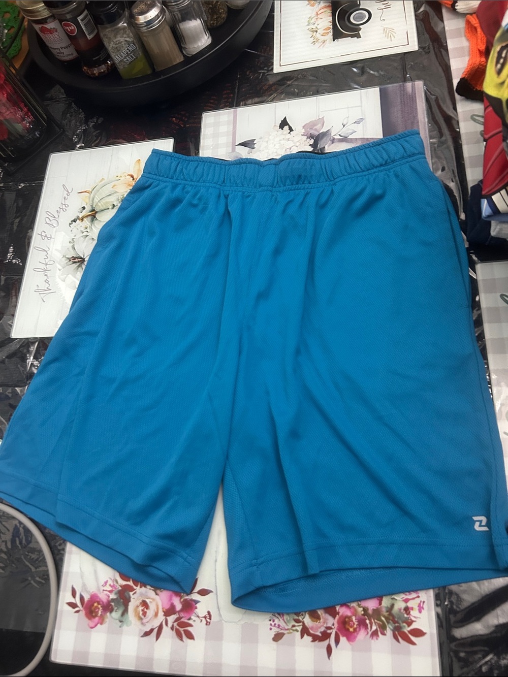 ZELOS Bright Blue Men's Athletic Mesh Shorts